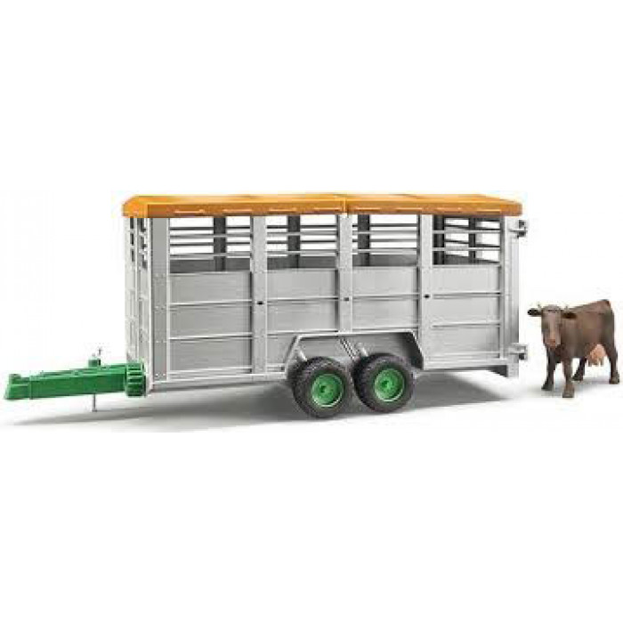 Bruder 2227 Přívěs na hospodářská zvířata velký + kráva