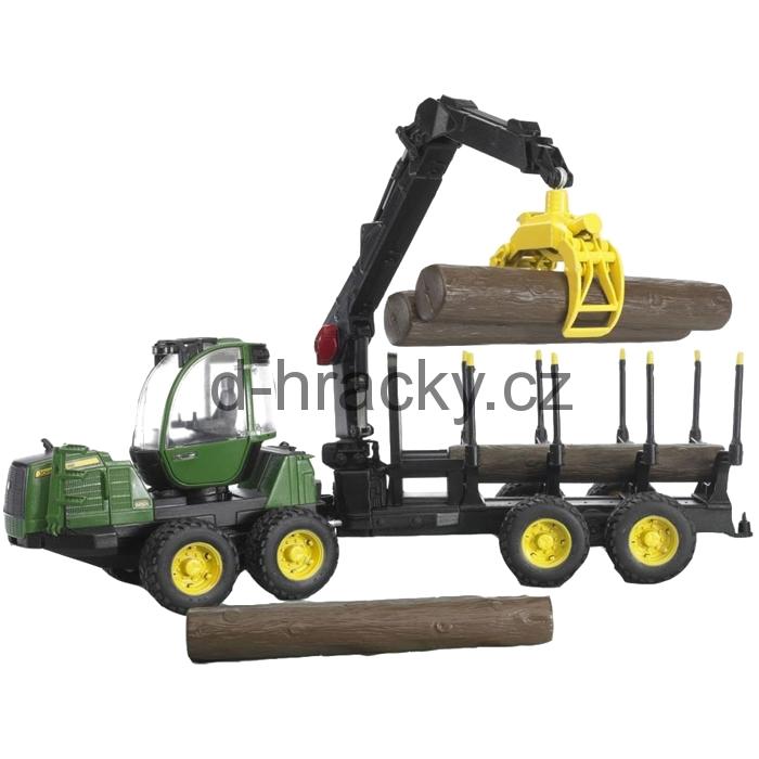 Bruder 2133 John Deere 1210E lesnický traktor s přívěsem