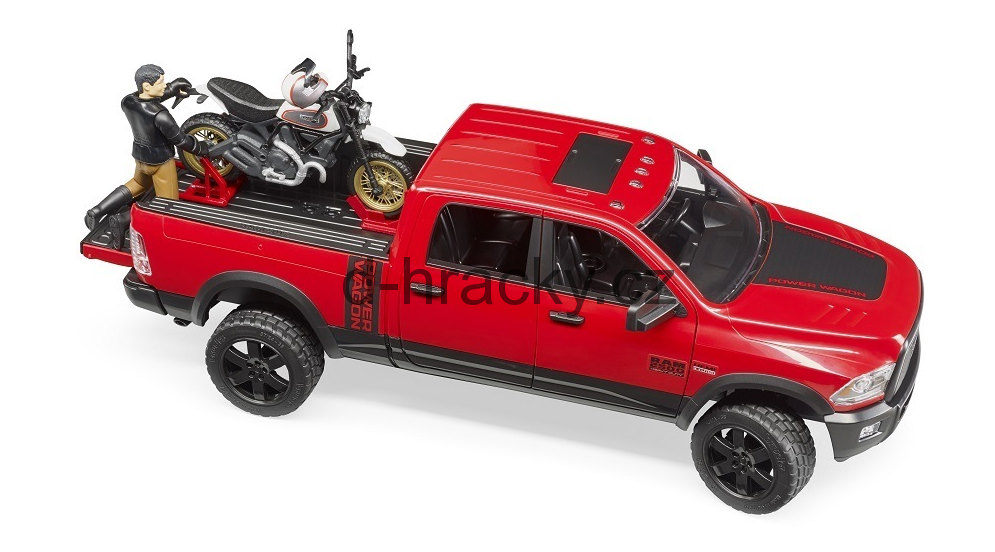 Bruder 2502 Terénní auto RAM s motorkou Ducati a jezdcem