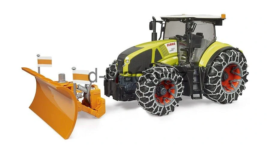 Bruder 3018 Claas Axion 950 se sněhovými řetězy a radlicí