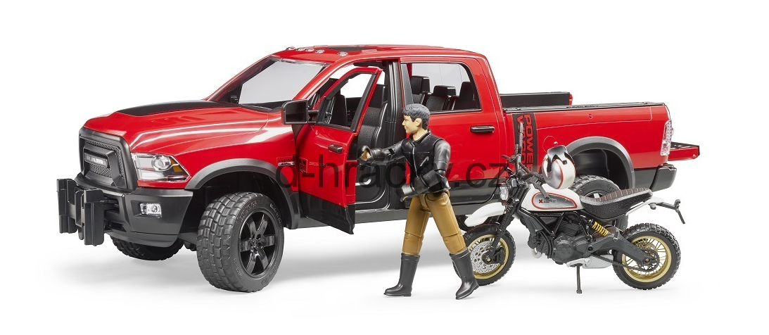 Bruder 2502 Terénní auto RAM s motorkou Ducati a jezdcem