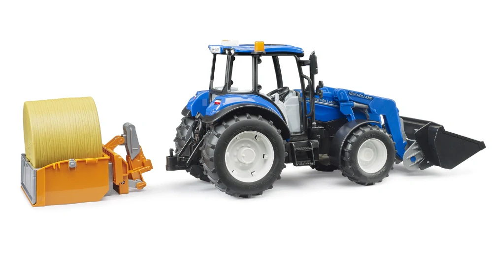 Bruder 2187 New Holland T5.120 s čelním nakladačem, sklápěcím boxem a vidlemi