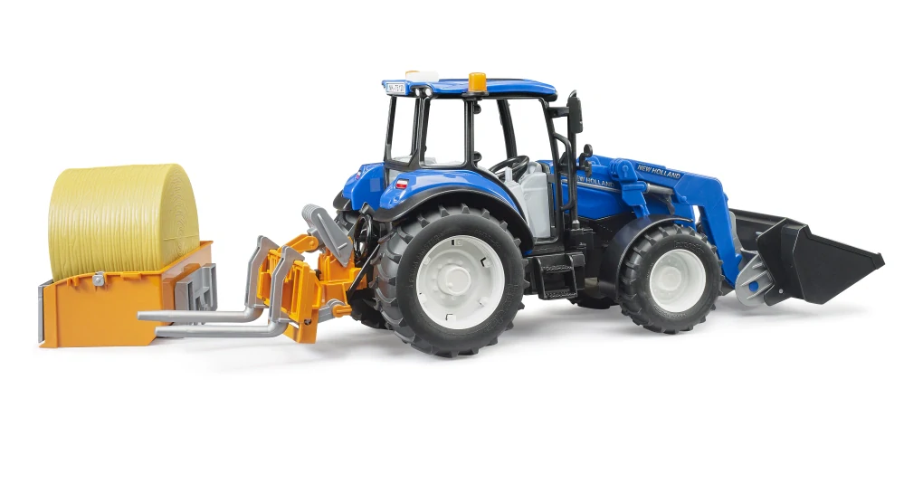 Bruder 2187 New Holland T5.120 s čelním nakladačem, sklápěcím boxem a vidlemi