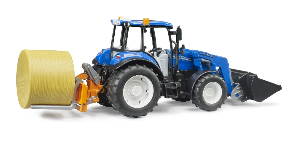 Bruder 2187 New Holland T5.120 s čelním nakladačem, sklápěcím boxem a vidlemi